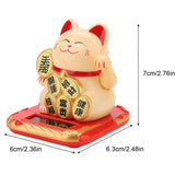 Solar Powered Welcoming Cat Adorable Waving Beckoning Fortune Lucky Cat Home Car Decor(Golden)