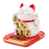 Solar Powered Welcoming Cat Adorable Waving Beckoning Fortune Lucky Cat Home Car Decor(White)