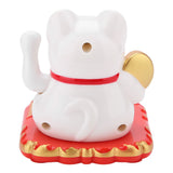 Solar Powered Welcoming Cat Adorable Waving Beckoning Fortune Lucky Cat Home Car Decor(White)