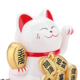 Solar Powered Welcoming Cat Adorable Waving Beckoning Fortune Lucky Cat Home Car Decor(White)