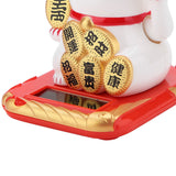 Solar Powered Welcoming Cat Adorable Waving Beckoning Fortune Lucky Cat Home Car Decor(White)