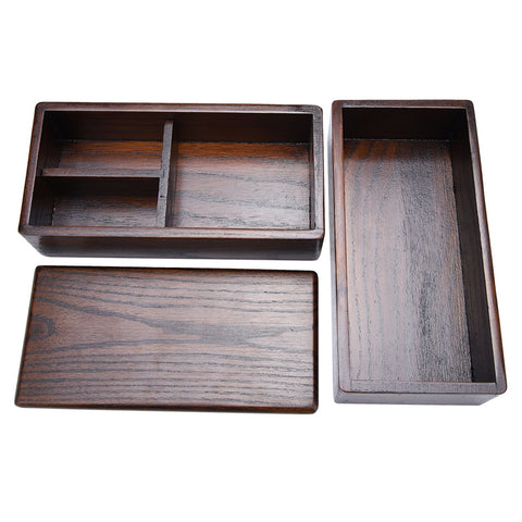 Natural Wooden Lunch Box Double Layer Rectangle Food Container for Picnic Sushi Bento In Australia - Darrahopens