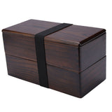 Natural Wooden Lunch Box Double Layer Rectangle Food Container for Picnic Sushi Bento