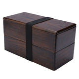 Natural Wooden Lunch Box Double Layer Rectangle Food Container for Picnic Sushi Bento