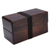 Natural Wooden Lunch Box Double Layer Rectangle Food Container for Picnic Sushi Bento