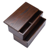 Natural Wooden Lunch Box Double Layer Rectangle Food Container for Picnic Sushi Bento