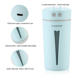 USB Cup Shaped Home Office Car Air Humidifier Diffuser with Colorful LED Night Light (Blue)