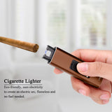 Portable Electronic USB Charging Flameless Windproof Cigar Cigarette Lighter Male Gifts(Coffee)