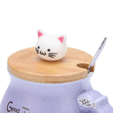 1Pc Lovely Cat Ceramic Cup with Spoon and Lid Coffee Water Milk Mug for Drinkware Gift(Purple) In Australia - Darrahopens