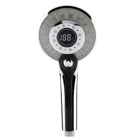 3 Spraying Mode Digital Display Handheld Shower Head with 3-color Temperature Control LED Light