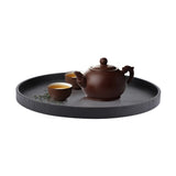 Round Shape Solid Wood Tea Coffee Snack Food Meals Serving Tray Plate Restaurant Trays Black