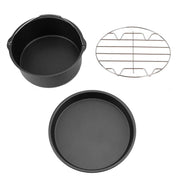 8''3 in 1 Multifunctional Air Fryer Accessories Set Bread Shelf Cake Barrel Pizza Pan(Black) In Australia - Darrahopens