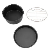 8''3 in 1 Multifunctional Air Fryer Accessories Set Bread Shelf Cake Barrel Pizza Pan(Black) In Australia - Darrahopens