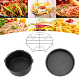 8''3 in 1 Multifunctional Air Fryer Accessories Set Bread Shelf Cake Barrel Pizza Pan(Black) In Australia - Darrahopens