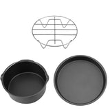 8''3 in 1 Multifunctional Air Fryer Accessories Set Bread Shelf Cake Barrel Pizza Pan(Black) In Australia - Darrahopens