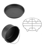 8''3 in 1 Multifunctional Air Fryer Accessories Set Bread Shelf Cake Barrel Pizza Pan(Black)