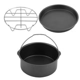 8''3 in 1 Multifunctional Air Fryer Accessories Set Bread Shelf Cake Barrel Pizza Pan(Black) In Australia - Darrahopens