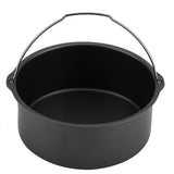 8''3 in 1 Multifunctional Air Fryer Accessories Set Bread Shelf Cake Barrel Pizza Pan(Black)