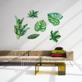 Green Leaves Shape Sticker Living Room Bedroom Backdrop Wall Decorative Decal