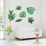 Green Leaves Shape Sticker Living Room Bedroom Backdrop Wall Decorative Decal
