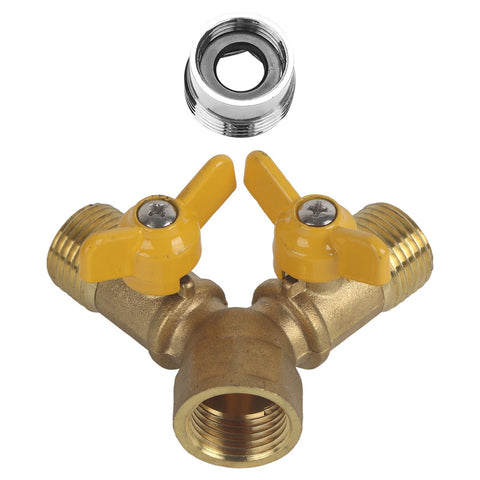 G1/2 Brass Garden Irrigation 2 Way Double Tap Hose Adapter Dual Faucet Connector In Australia - Darrahopens