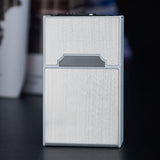 Electric Rechargeable Cigarette Case Lighter Windproof Flameless Ignition Gift Silver