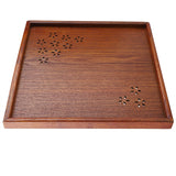 Traditional Wooden Tea Plate Coffee Fruits Snacks Serving Tray Dish for Home Restaurant 34*34cm In Australia - Darrahopens