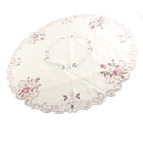 Round Red Floral Flower Embroidered Table Runner Tablecloth Cutwork Table Party Decor 85cm