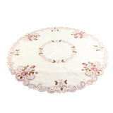 Round Red Floral Flower Embroidered Table Runner Tablecloth Cutwork Table Party Decor 85cm