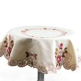 Round Red Floral Flower Embroidered Table Runner Tablecloth Cutwork Table Party Decor 85cm