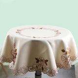 Round Red Floral Flower Embroidered Table Runner Tablecloth Cutwork Table Party Decor 85cm