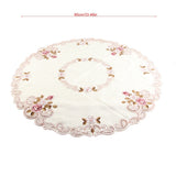 Round Red Floral Flower Embroidered Table Runner Tablecloth Cutwork Table Party Decor 85cm