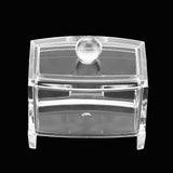 Acrylic Clear Cotton Swab Dispenser Storage Box Holder Desktop Cosmetic Makeup Case
