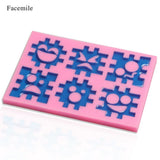 Smile Face Jigsaw Fondant Cake Decoration Mold Silicone DIY Baking Tool In Australia - Darrahopens