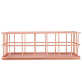 Rose Gold Iron Storage Basket Organizer Storage Holder Desktop Decor (C)