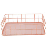 Rose Gold Iron Storage Basket Organizer Storage Holder Desktop Decor (D)