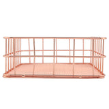 Rose Gold Iron Storage Basket Organizer Storage Holder Desktop Decor (D)