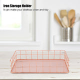 Rose Gold Iron Storage Basket Organizer Storage Holder Desktop Decor (D)