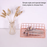 Rose Gold Iron Storage Basket Organizer Storage Holder Desktop Decor (D)