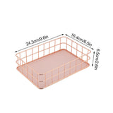 Rose Gold Iron Storage Basket Organizer Storage Holder Desktop Decor (D)