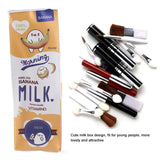 3Colors Cartoon Milk Stationery Bag Waterproof PU Large Capacity Pencil Case Storage Bag In Australia - Darrahopens