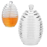 265ml Transparent Beehive shaped Honey Jar with Dripper Stick for Storing and Dispensing Honey