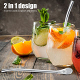 Stainless Steel Metal Drinking Straw Spoon Resuable Washable Cocktail Spoons L In Australia - Darrahopens