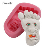 Silicone Foot Face Pattern Pudding Fondant Cake DIY Baking Mold Soap Making Tool
