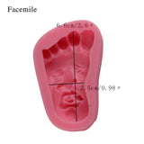 Silicone Foot Face Pattern Pudding Fondant Cake DIY Baking Mold Soap Making Tool