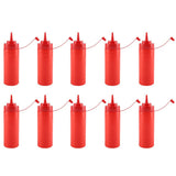 340ml 10pcs / Set Plastic Condiment Dispenser for Sauce Oil Cream Vineger (Red)