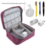 Portable Storage Bag for USB Cable Power Bank Headphone Digital Garget Organizer(Purple) In Australia - Darrahopens