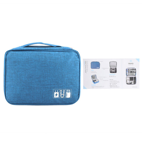 Portable Storage Bag for USB Cable Power Bank Headphone Digital Garget Organizer(Blue) In Australia - Darrahopens