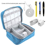 Portable Storage Bag for USB Cable Power Bank Headphone Digital Garget Organizer(Blue)