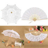 Lace Umbrella Fan Parasol for Lady Women Party Decor Dancing Photography Prop